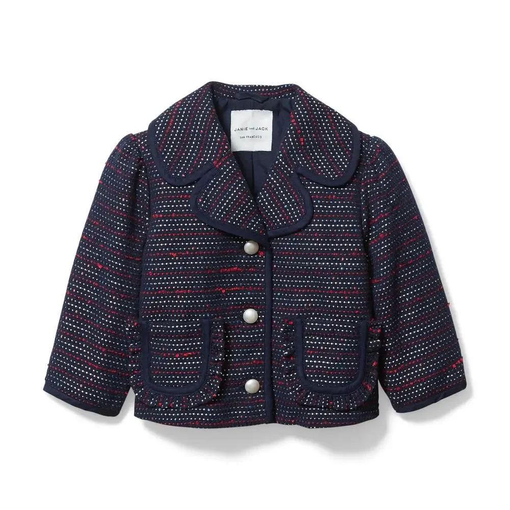Janie and Jack Bouclé Ruffle Pocket Jacket
